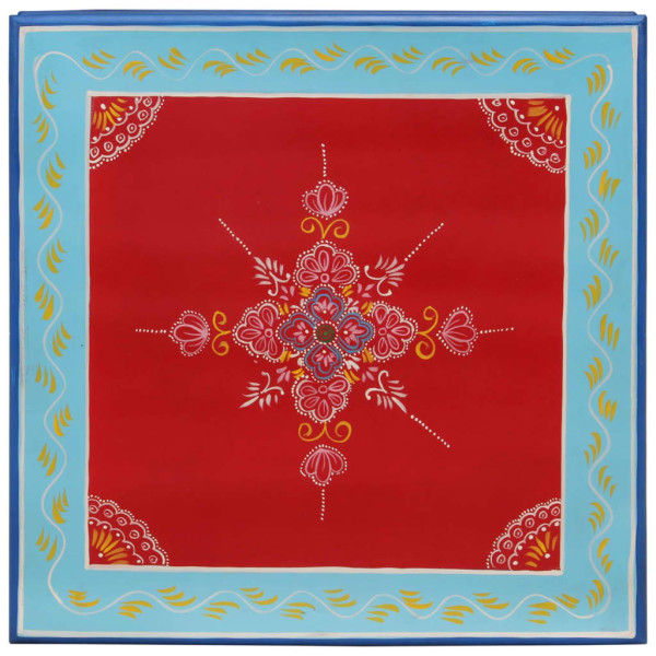 Mesa de centro madera maciza de mango rojo pintada a mano M 3