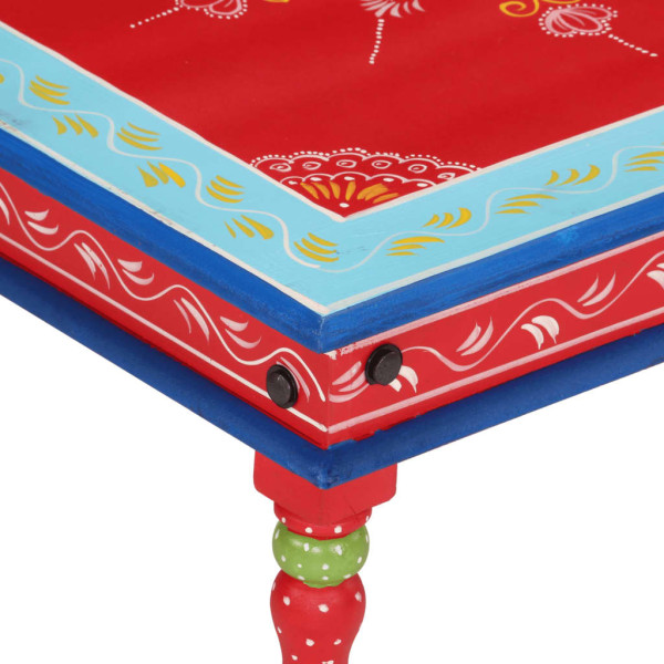 Mesa de centro madera maciza de mango rojo pintada a mano M 4