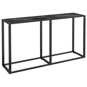 Mesa consola vidrio templado mármol negro 140x35x75.5cm H