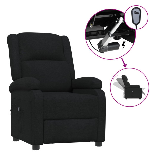 Sillón reclinable eléctrico de tela negro M 2