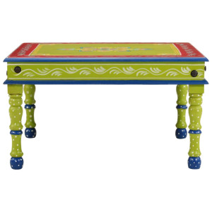 Mesa de centro madera maciza de mango verde pintada a mano H