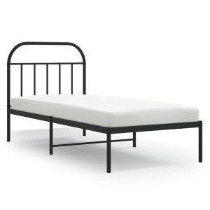 Estrutura de cama com cabeceira 90x200 cm metal preto H