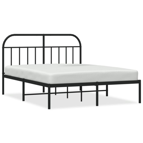Estrutura de cama com cabeceira 140x190 cm metal preto M 2