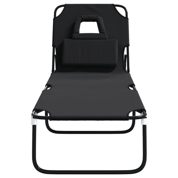 Tumbona plegable acero recubrimiento en polvo tela Oxford negro M 3