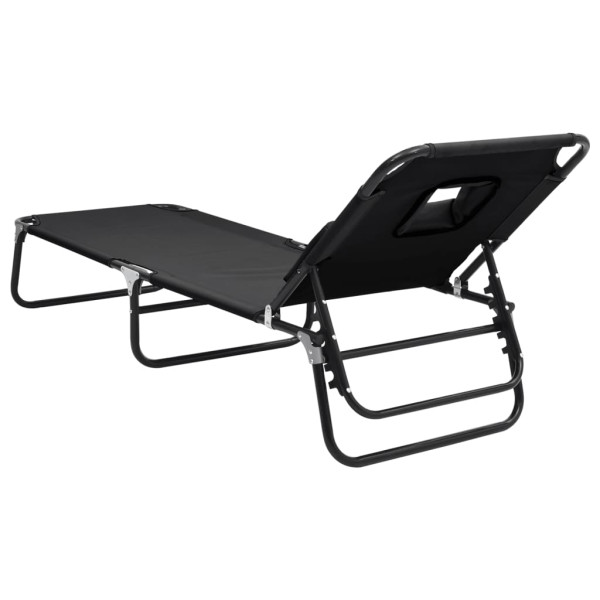 Tumbona plegable acero recubrimiento en polvo tela Oxford negro M 5