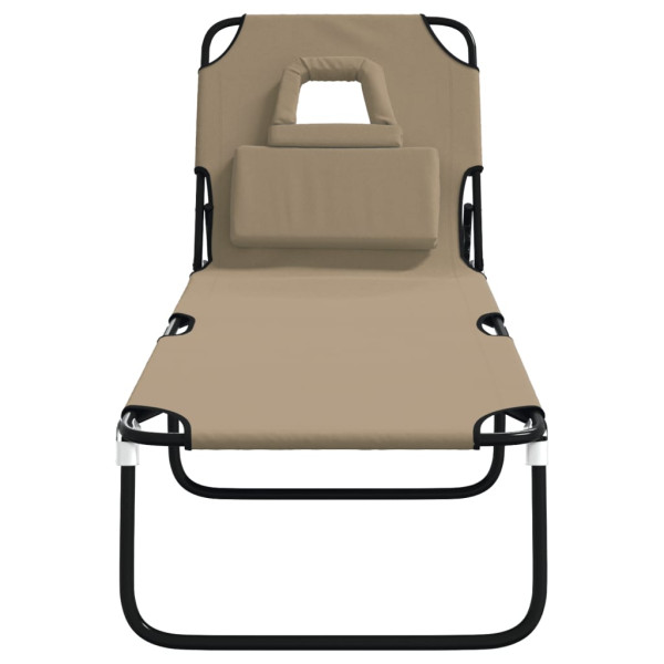 Tumbona plegable acero recubrimiento en polvo tela Oxford taupe M 3
