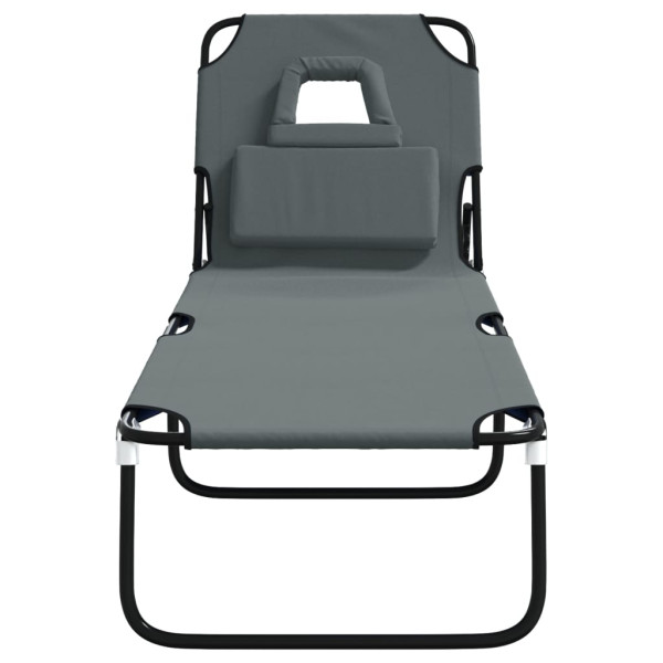 Tumbona plegable acero recubrimiento en polvo tela Oxford gris M 3