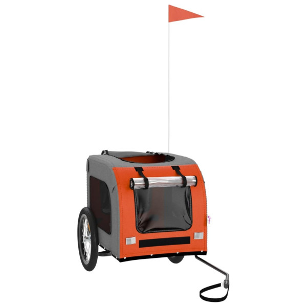 Remolque bicicleta para perros hierro tela Oxford naranja gris M 3