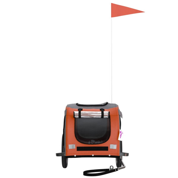 Remolque bicicleta para perros hierro tela Oxford naranja gris M 4