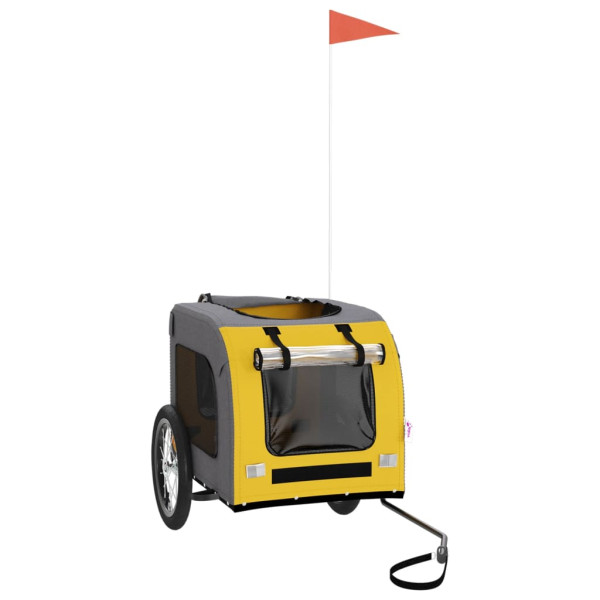 Reboque bicicleta p/ animais tecido oxford/ferro amarelo/cinza M 3