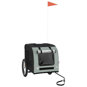 Remolque de bicicleta para perros hierro tela Oxford negro gris H