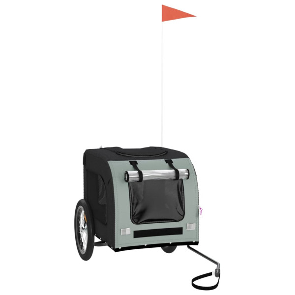 Remolque de bicicleta para perros hierro tela Oxford negro gris M 2