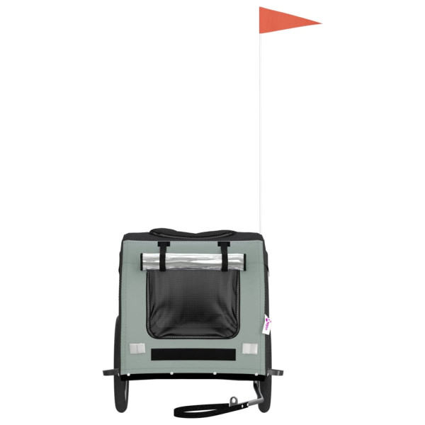 Remolque de bicicleta para perros hierro tela Oxford negro gris M 4