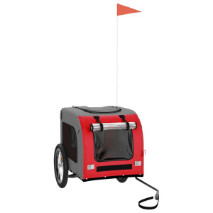 Remolque de bicicleta para perros hierro tela Oxford rojo gris H