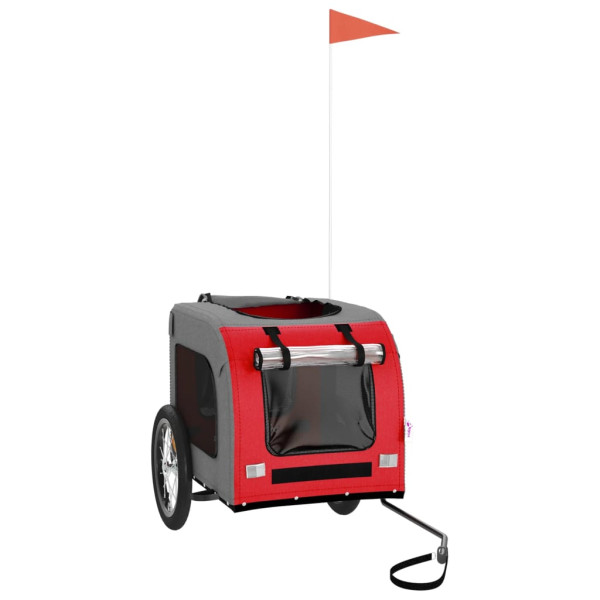 Reboque bicicleta animais tecido oxford/ferro vermelho/cinzento M 3