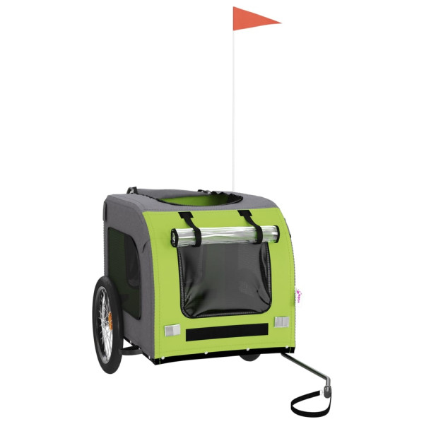Remolque de bicicleta para perros hierro tela Oxford verde gris M 3