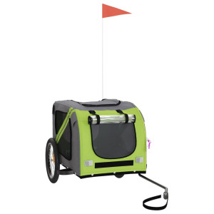 Remolque de bicicleta para perros hierro tela Oxford verde gris H