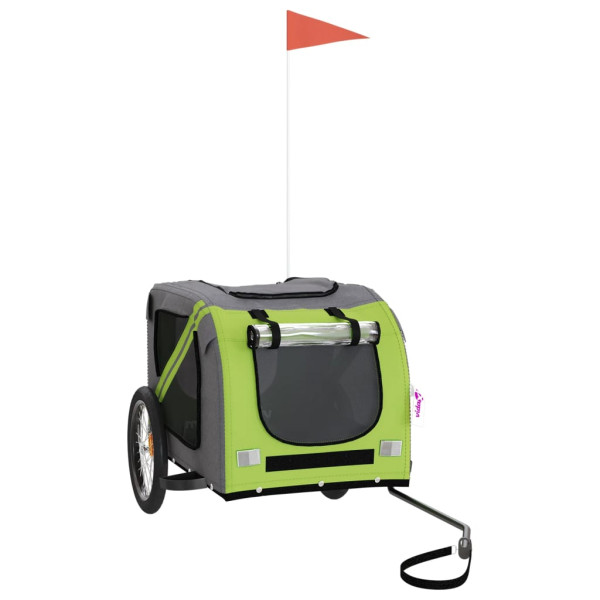 Remolque de bicicleta para perros hierro tela Oxford verde gris M 2
