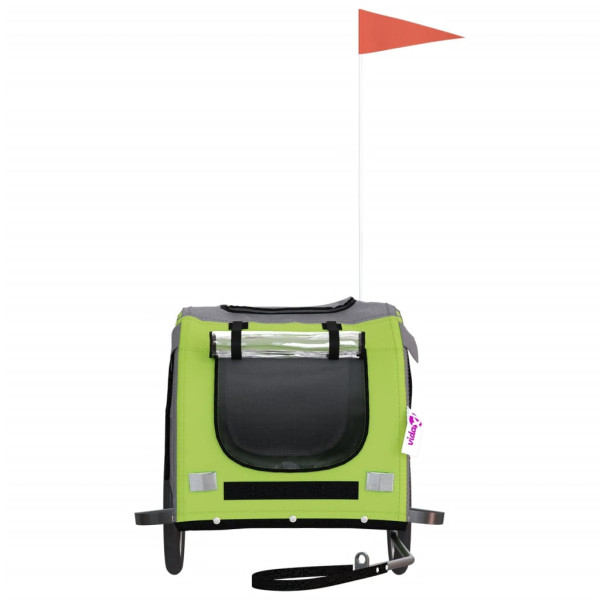 Remolque de bicicleta para perros hierro tela Oxford verde gris M 4