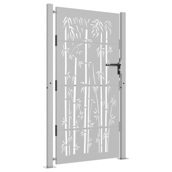 Puerta de jardín acero corten diseño bambú 105x205 cm M 3