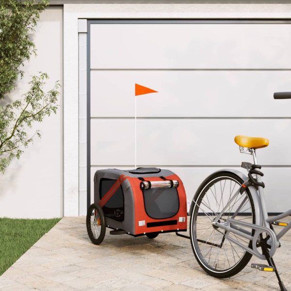 Remolque bicicleta para perros hierro tela Oxford naranja negro D