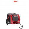 Remolque de bicicleta para perros hierro tela Oxford rojo gris 3