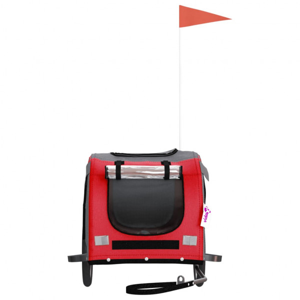 Reboque bicicleta animais tecido oxford/ferro vermelho/cinzento M 4