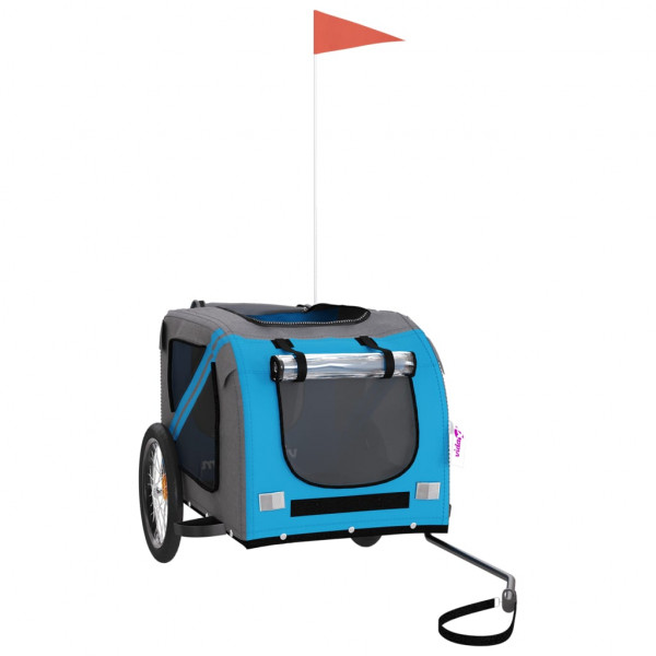 Remolque de bicicleta para perros hierro tela Oxford azul gris M 3