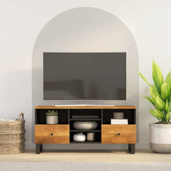 Mueble de TV madera mango y madera de ingeniería 100x33x46 cm D