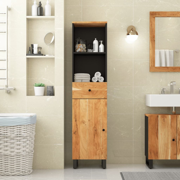 Mueble de baño madera maciza de acacia 38x33x160 cm D