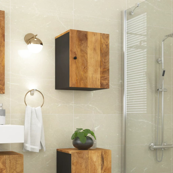 Armario de baño de pared madera maciza de mango 38x33x48 cm D
