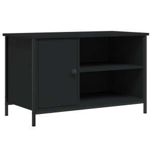 Mueble para TV madera contrachapada negro 80x40x50 cm H