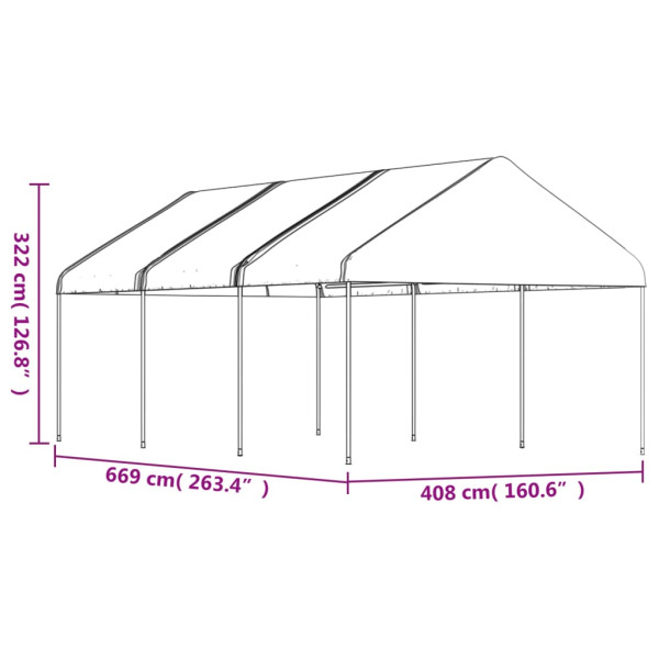 Gazebo com telhado 6.69x4.08x3.22 m polietileno branco M 5