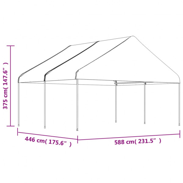 Gazebo com telhado 4.46x5.88x3.75 m polietileno branco M 5