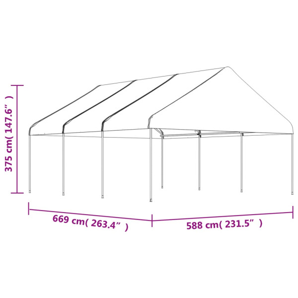 Gazebo com telhado 6.69x5.88x3.75 m polietileno branco M 5