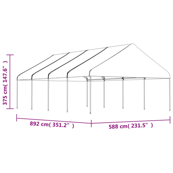 Gazebo com telhado 8.92x5.88x3.75 m polietileno branco M 5