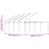Cenador con techo polietileno blanco 8.92x5.88x3.75 m 5