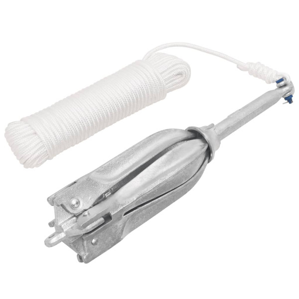 Ancla plegable con cuerda hierro maleable plateado 12 kg D