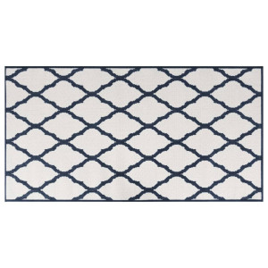 Alfombra de exterior azul marino y blanca reversible 80x150 cm H