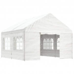 Gazebo com telhado 4.46x4.08x3.22 m polietileno branco H