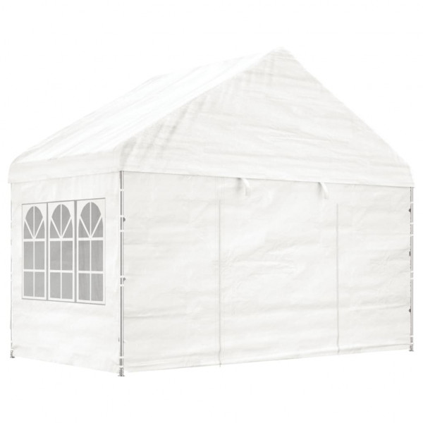 Gazebo com telhado 4.46x4.08x3.22 m polietileno branco M 3