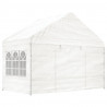 Gazebo com telhado 4.46x4.08x3.22 m polietileno branco 3