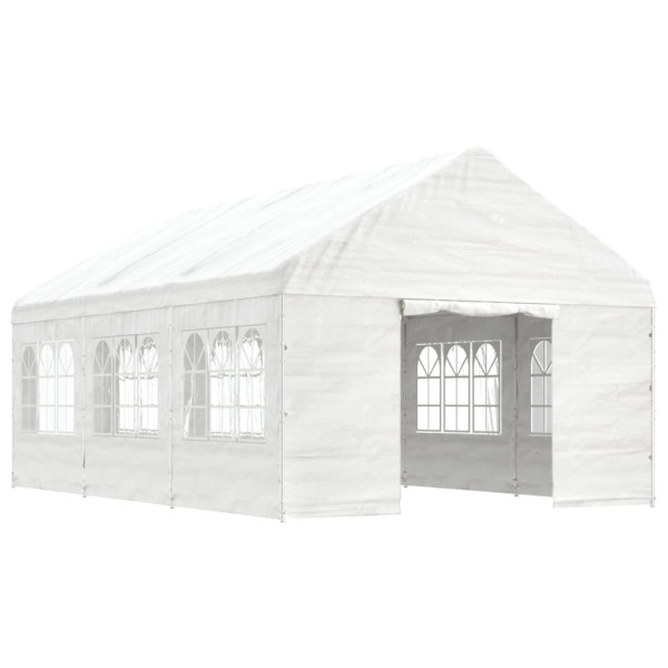 Gazebo com telhado 6.69x4.08x3.22 m polietileno branco M 2