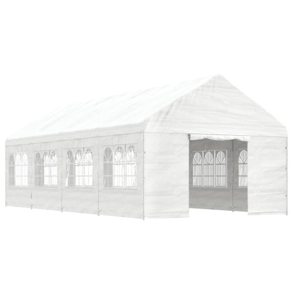 Gazebo com telhado 8.92x4.08x3.22 m polietileno branco M 2