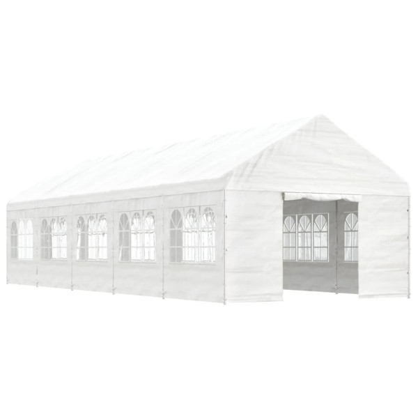 Gazebo com telhado 11.15x4.08x3.22 m polietileno branco M 2