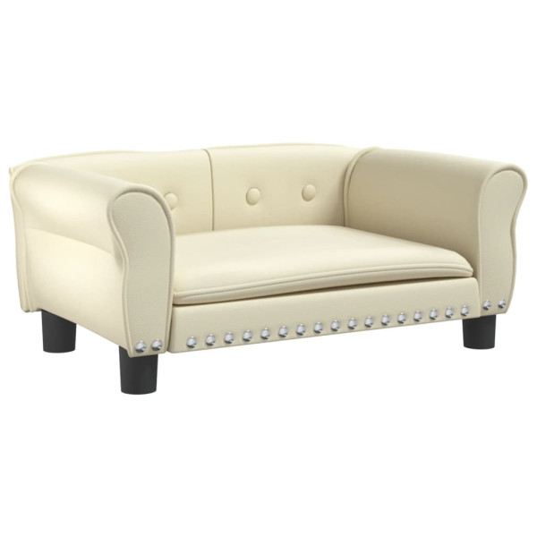 Cama para cães 70x45x30 cm couro artificial cor creme M 2