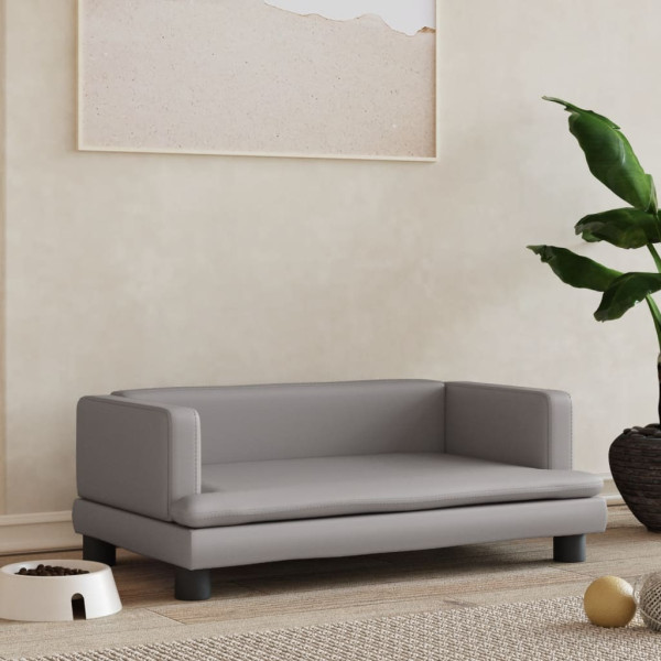 Cama para perros de cuero sintético gris 80x45x30 cm D