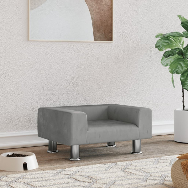 Cama para perros de terciopelo gris claro 50x40x26.5 cm D