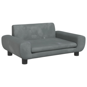 Cama para perros de terciopelo gris oscuro 70x45x33 cm H