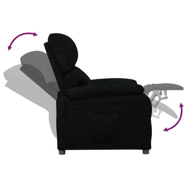 Sillón reclinable de tela negro M 5